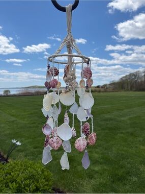 Handmade Seashell Wind Chime - Pink & White